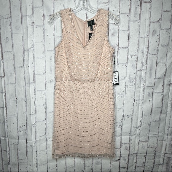 Adrianna Papell Dresses & Skirts - NWT Adrianna Papell Sleeveless Blousen Beaded Mini Dress Sz 8 Pink Glam Cocktail